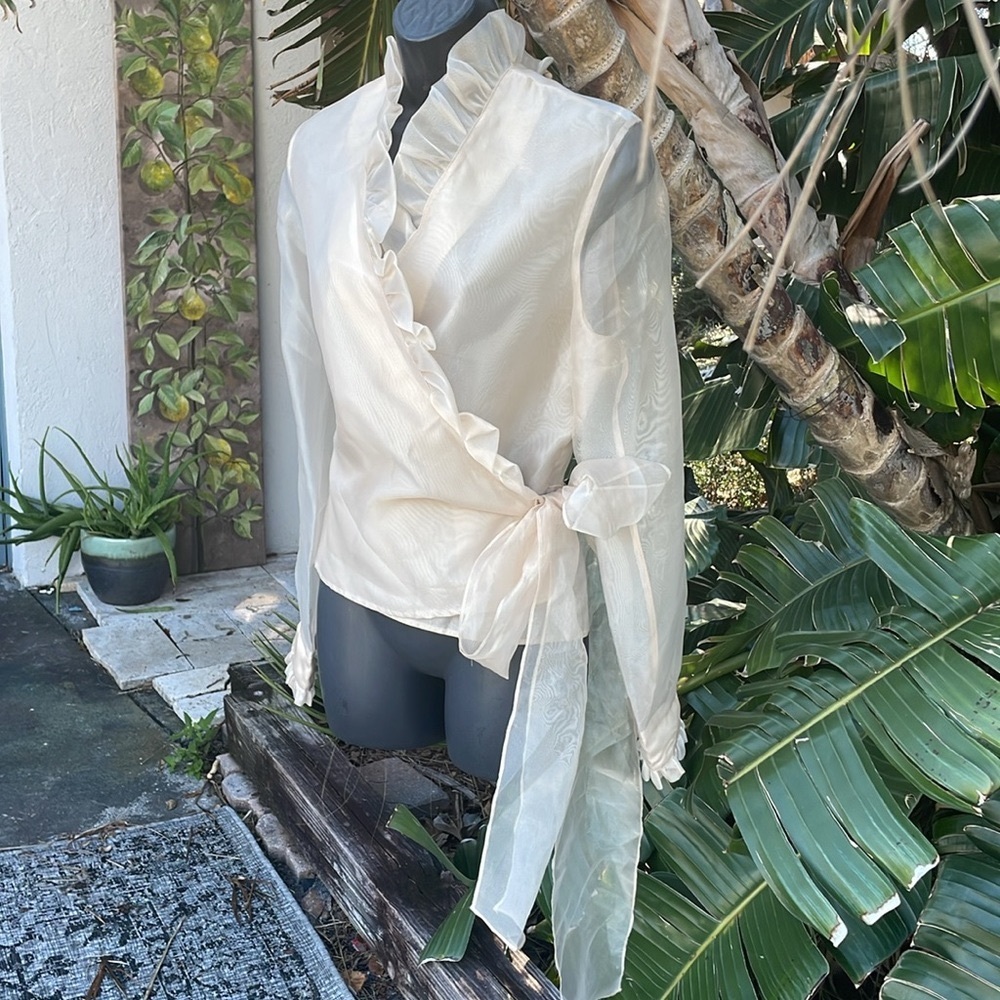 Vintage sheer ruffled wrap top